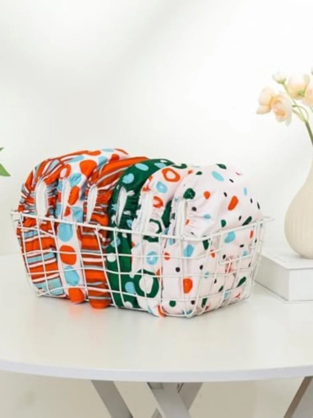 Adjustable Reusable Cloth Diaper Covers Set - 6 Pack with 12 Inserts, Washable